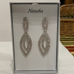 Natasha Couture Sparkling Silver Drop Earrings